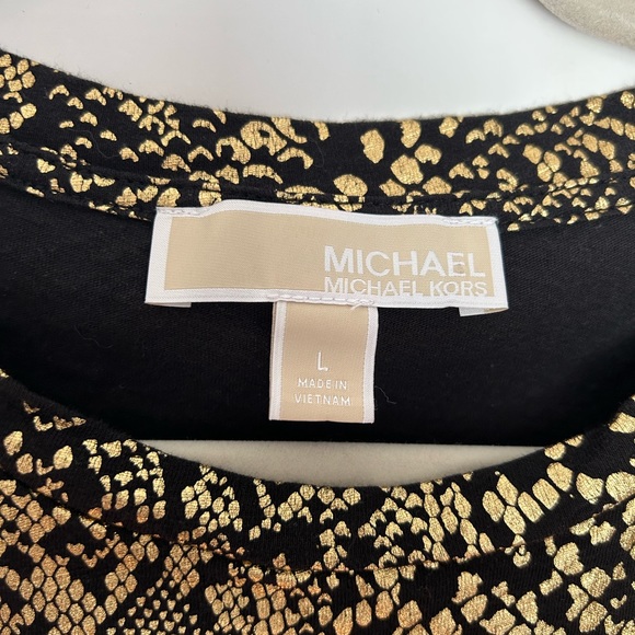 🐍 Michael Michael Kors Gold and Black Snakeskin Top - Size L - Picture 5 of 6